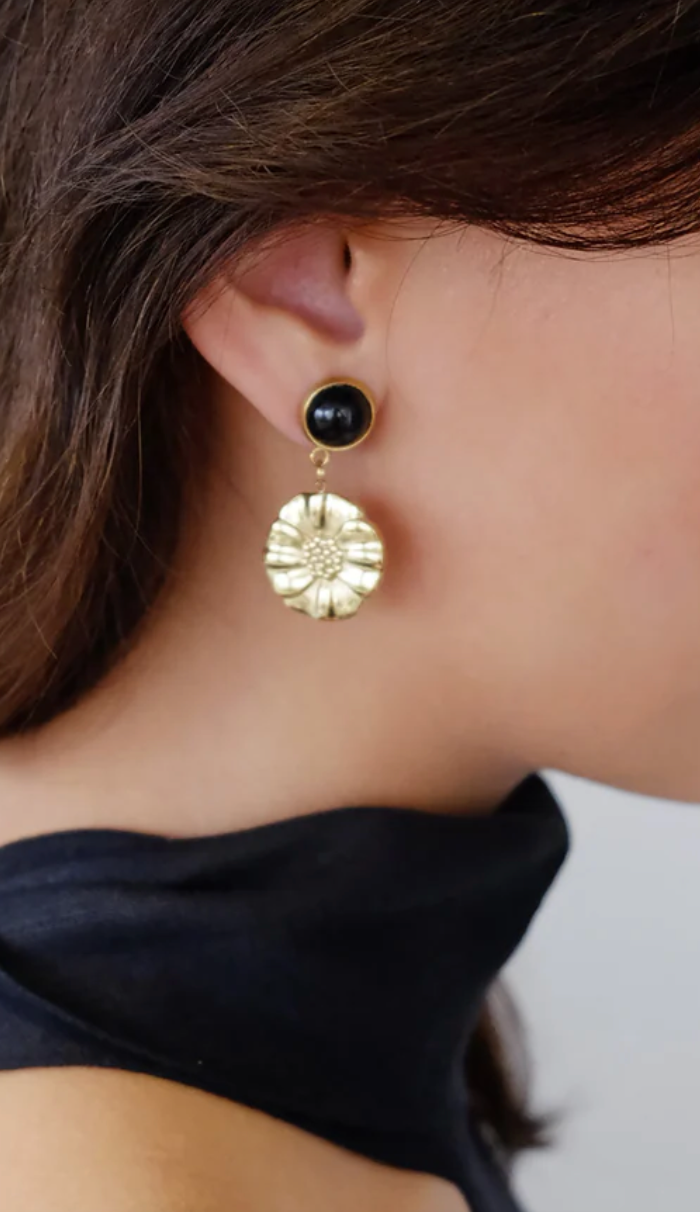 Penelope Earrings in Black Agate