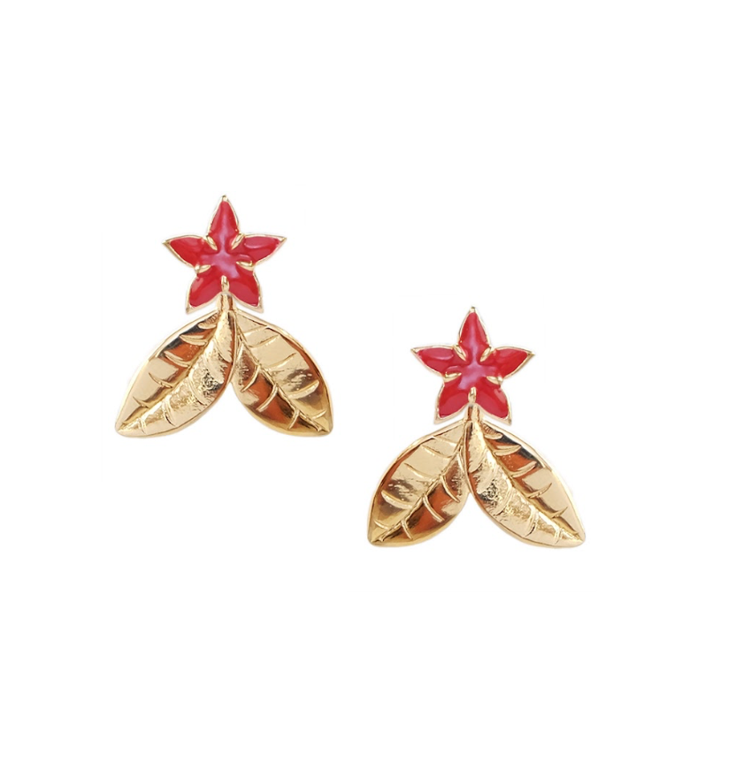 Santan Stud Earrings Red