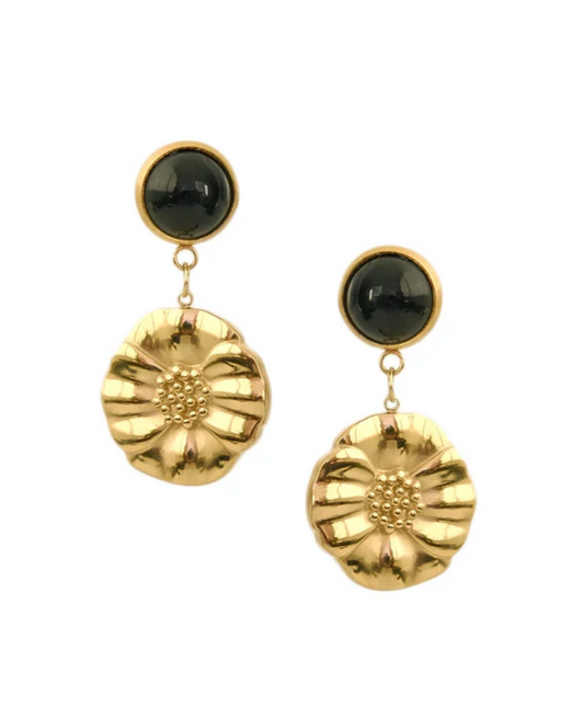 Penelope Earrings in Black Agate