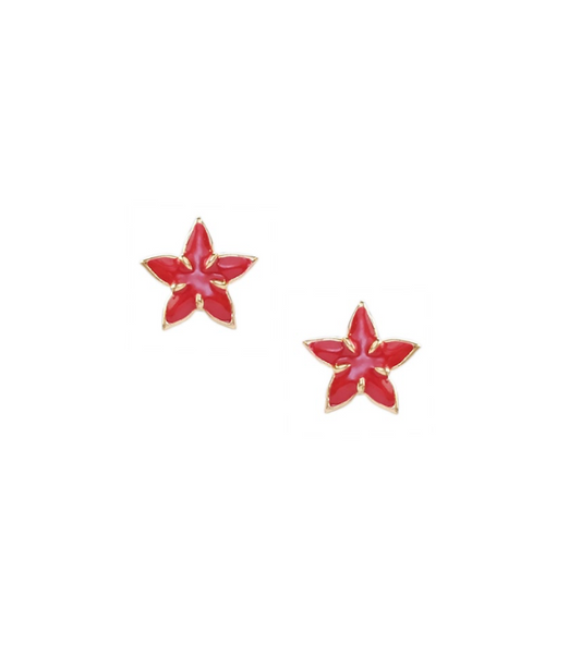 Santan Stud Earrings Red